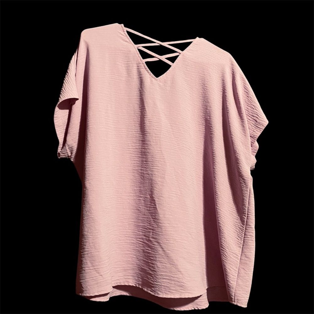 Cato Light Pink Blouse with Lattice Back